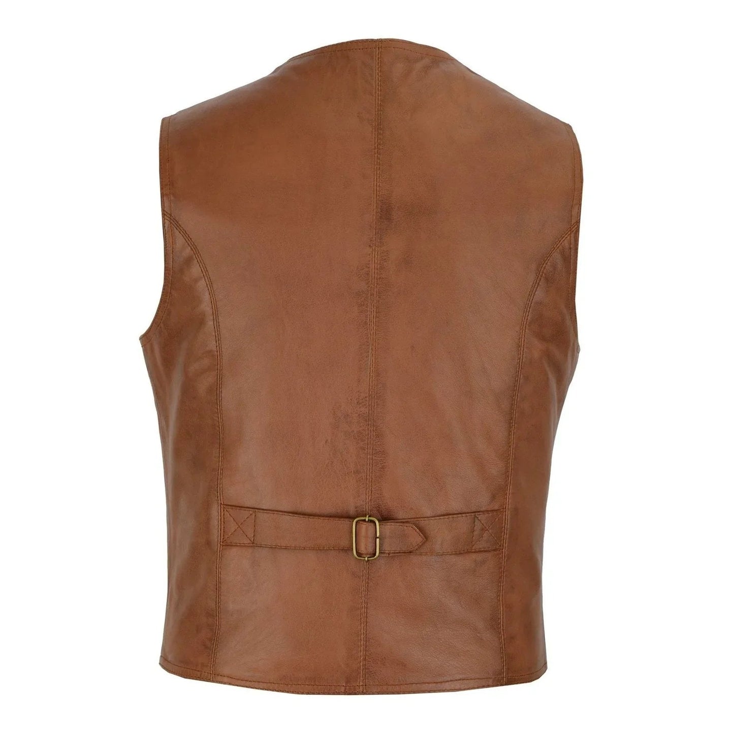 men's leather vest lightweight snap button waistcoat