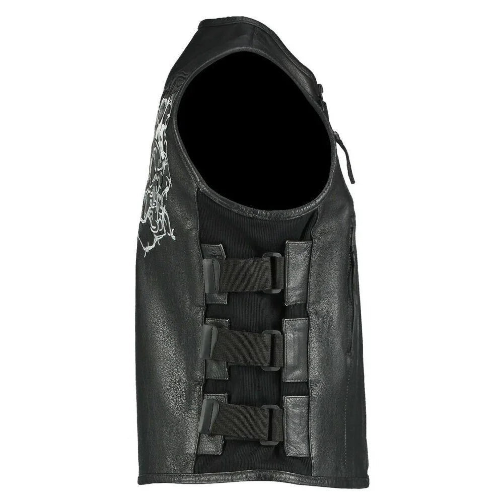 premium cowhide reflective biker vest