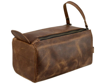 Mens Wash Bag – Premium Genuine Leather Travel Toiletry Bag