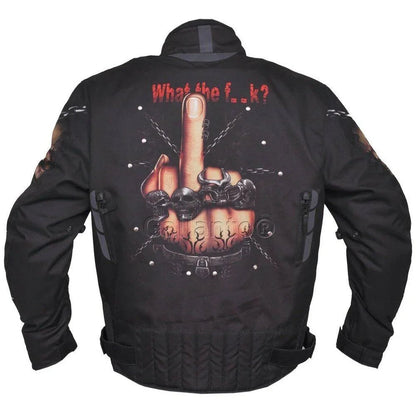 Black Fabric Biker Jacket for All Season Motorcycle Riding