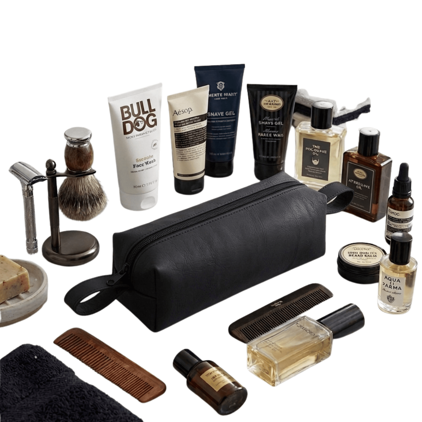 male wash bag – premium leather travel toiletry organiser