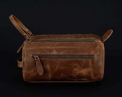 Mens Wash Bag – Premium Genuine Leather Travel Toiletry Bag