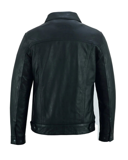 Leather Jacket Motor – Fernando's Classic Black Leather Trucker Jacket