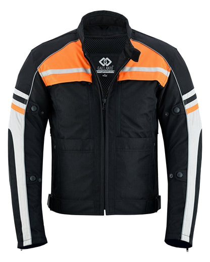Mens Orange Black Grey Vented Textile Biker Riding Armoured Jacket