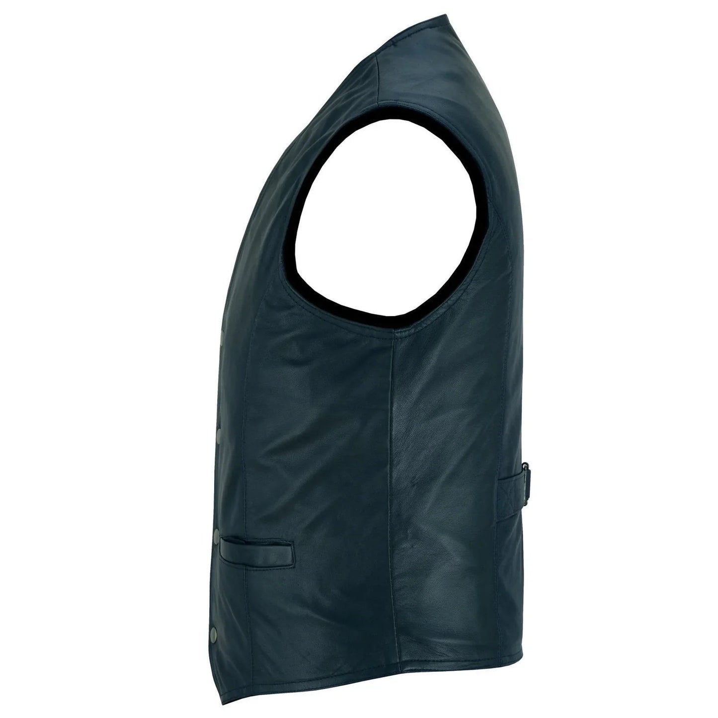 men's leather vest lightweight snap button waistcoat