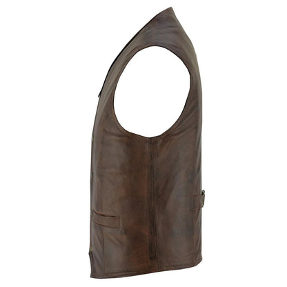 Men's Leather Vest Lightweight Snap Button Waistcoat