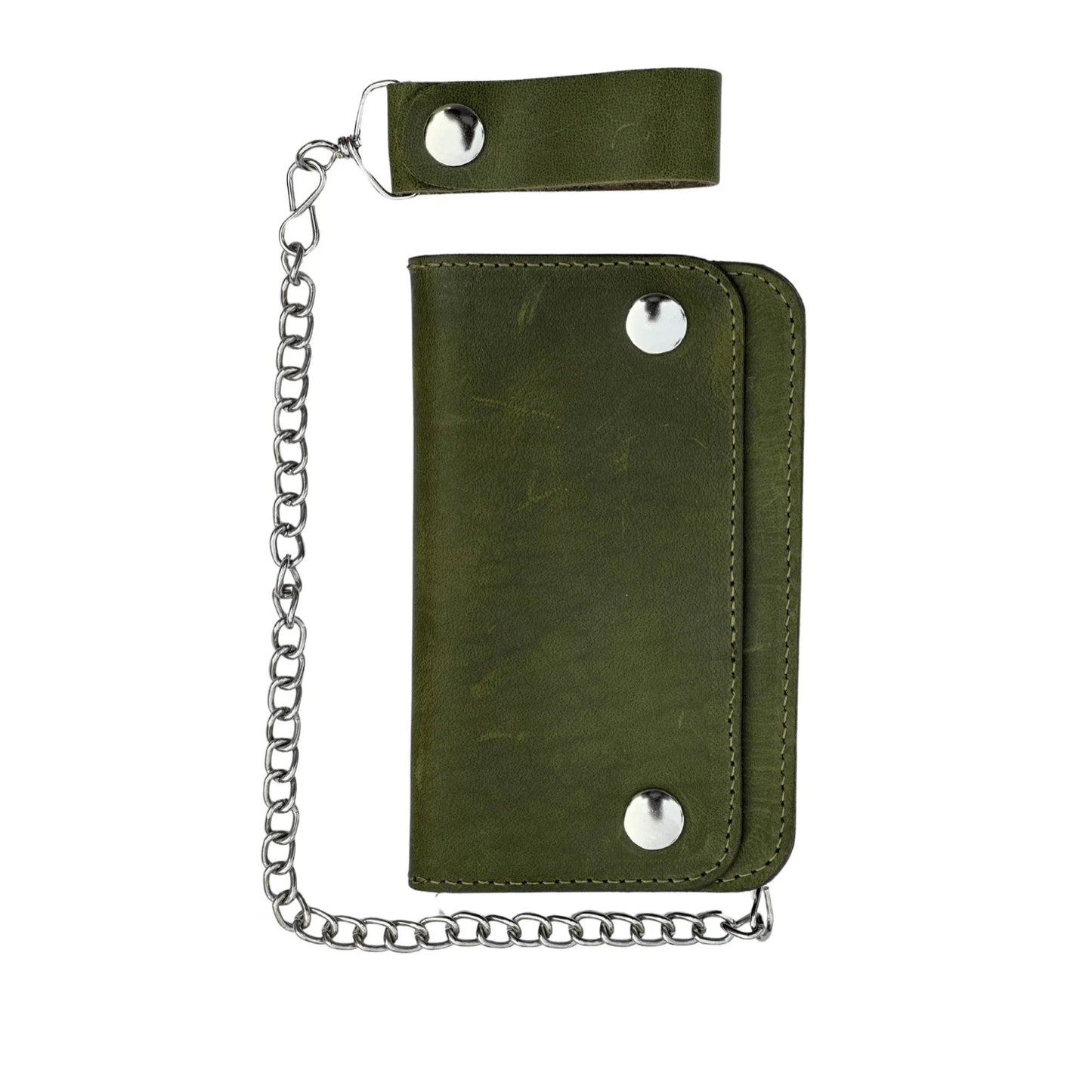 premium bifold leather wallet with chain