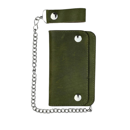 Premium Bifold Leather Wallet with Chain