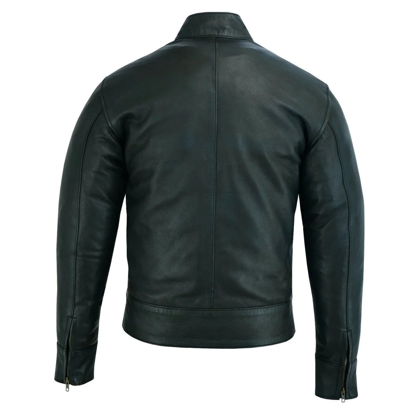 jacket motorcycle leather – black smart cafe racer retro biker jacket
