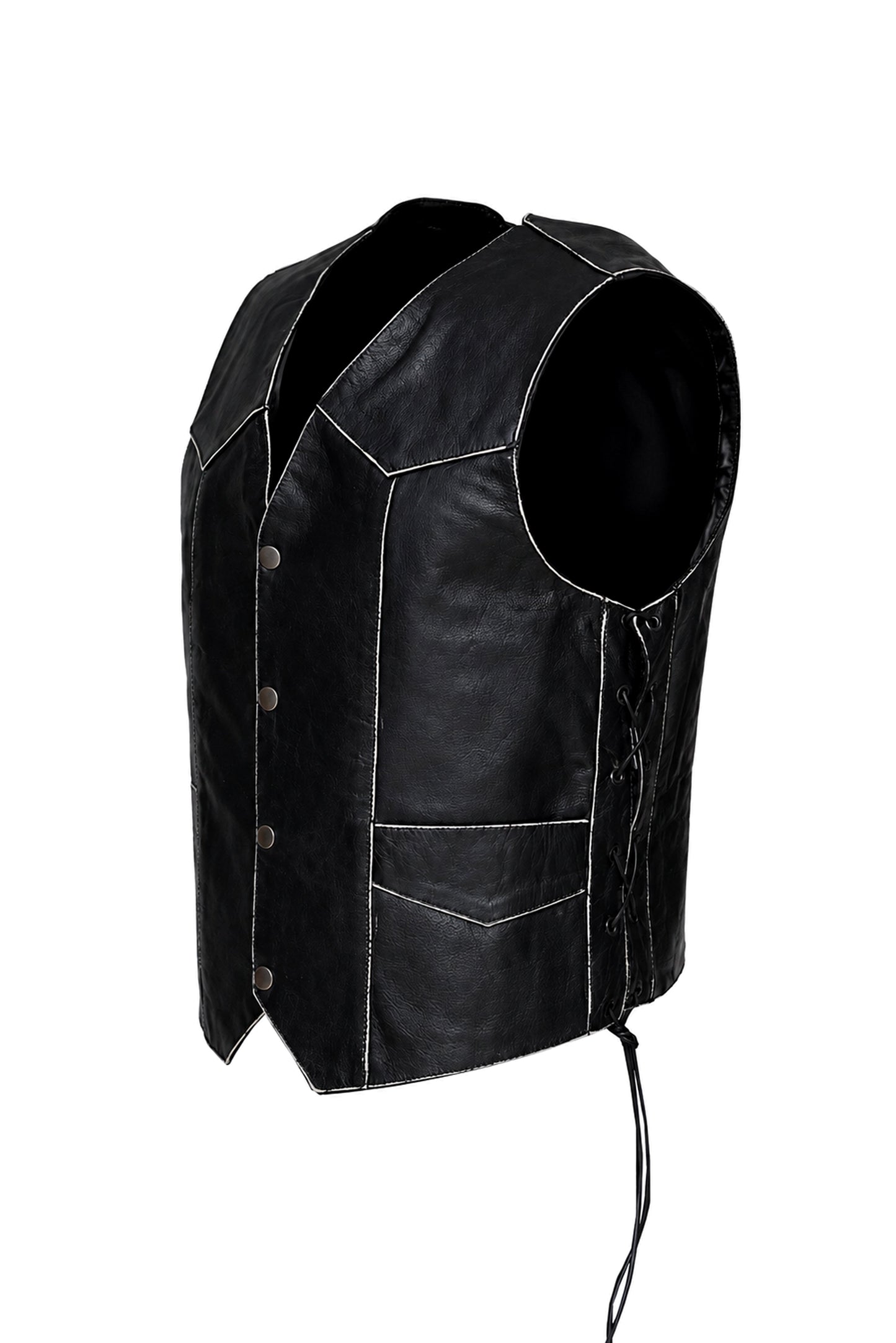 leather men vest with premium embossed fashion and biker style