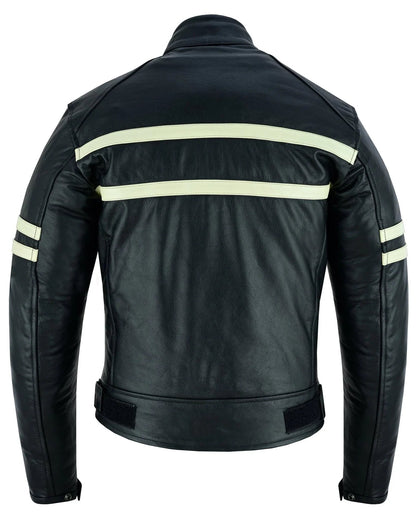 Male Biker Jacket – Men's Black Cowhide Cafe Racer Leather Jacket