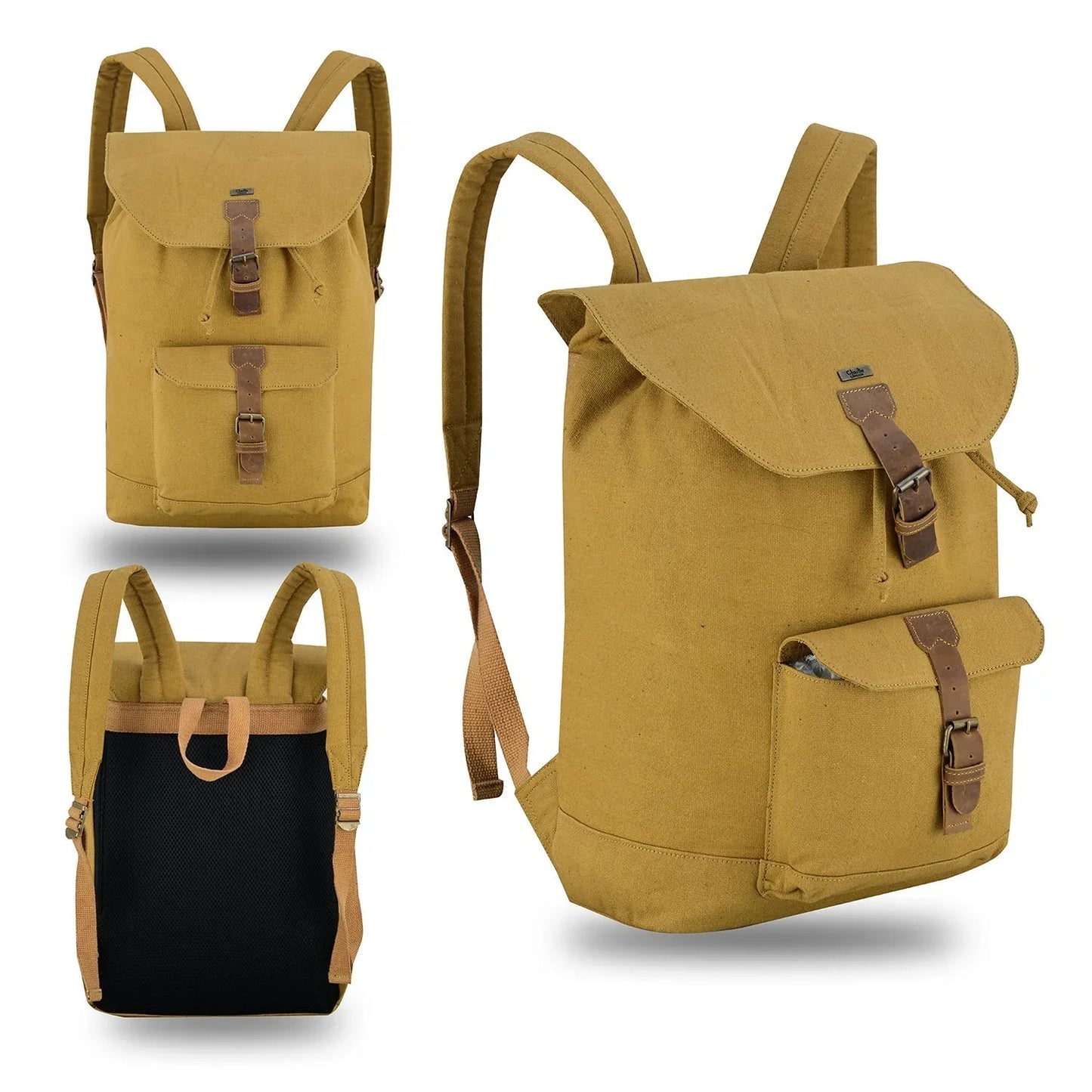 travel backpack – premium canvas & leather laptop backpack