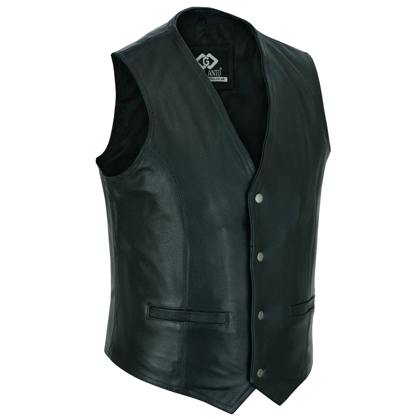 men's leather vest lightweight snap button waistcoat