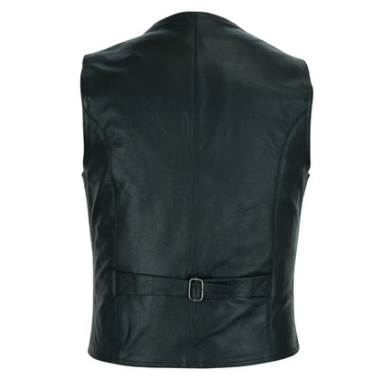 Men's Leather Vest Lightweight Snap Button Waistcoat