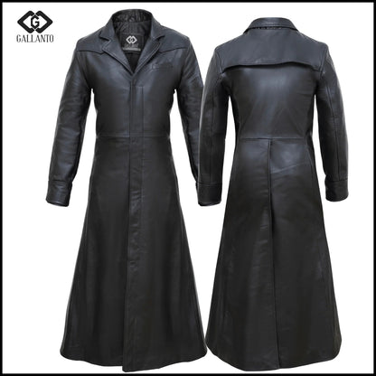 Trench Coat Men – Matrix Neo Genuine Leather Gothic Long Coat