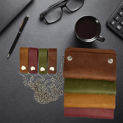 Premium Bifold Leather Wallet with Chain