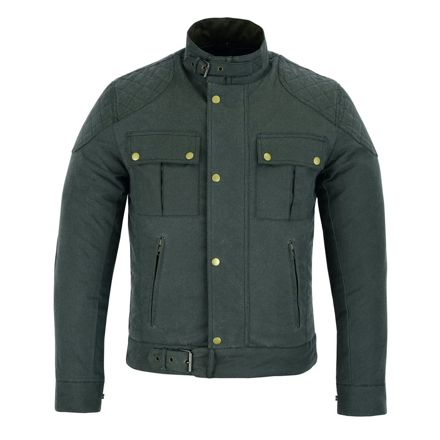 classic waxed cotton motorcycle biker jacket for men