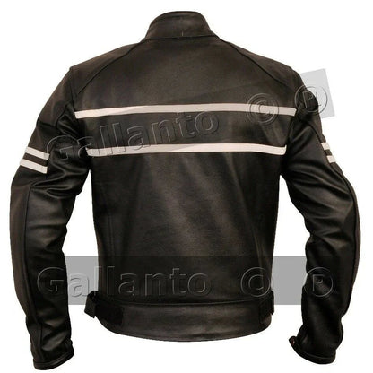 Male Biker Jacket – Men's Black Cowhide Cafe Racer Leather Jacket