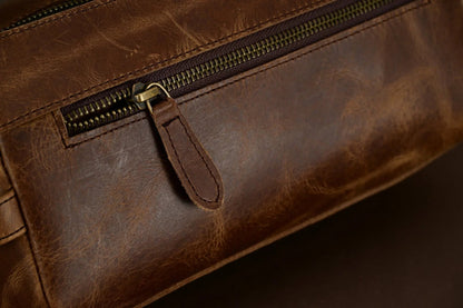 Mens Wash Bag – Premium Genuine Leather Travel Toiletry Bag