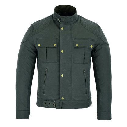 Classic Waxed Cotton Motorcycle Biker Jacket for Men