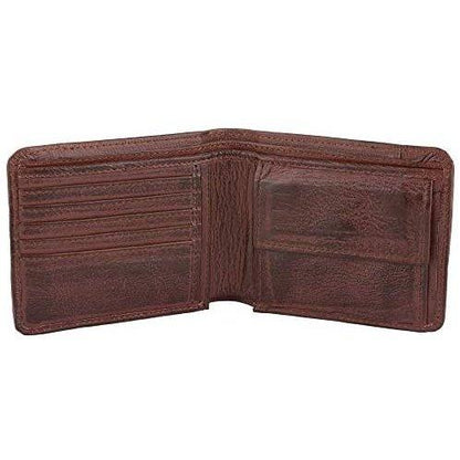Genuine Leather Men's Billfold RFID Wallet with Coin Pocket