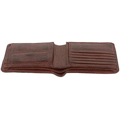 genuine leather men's billfold rfid wallet with coin pocket