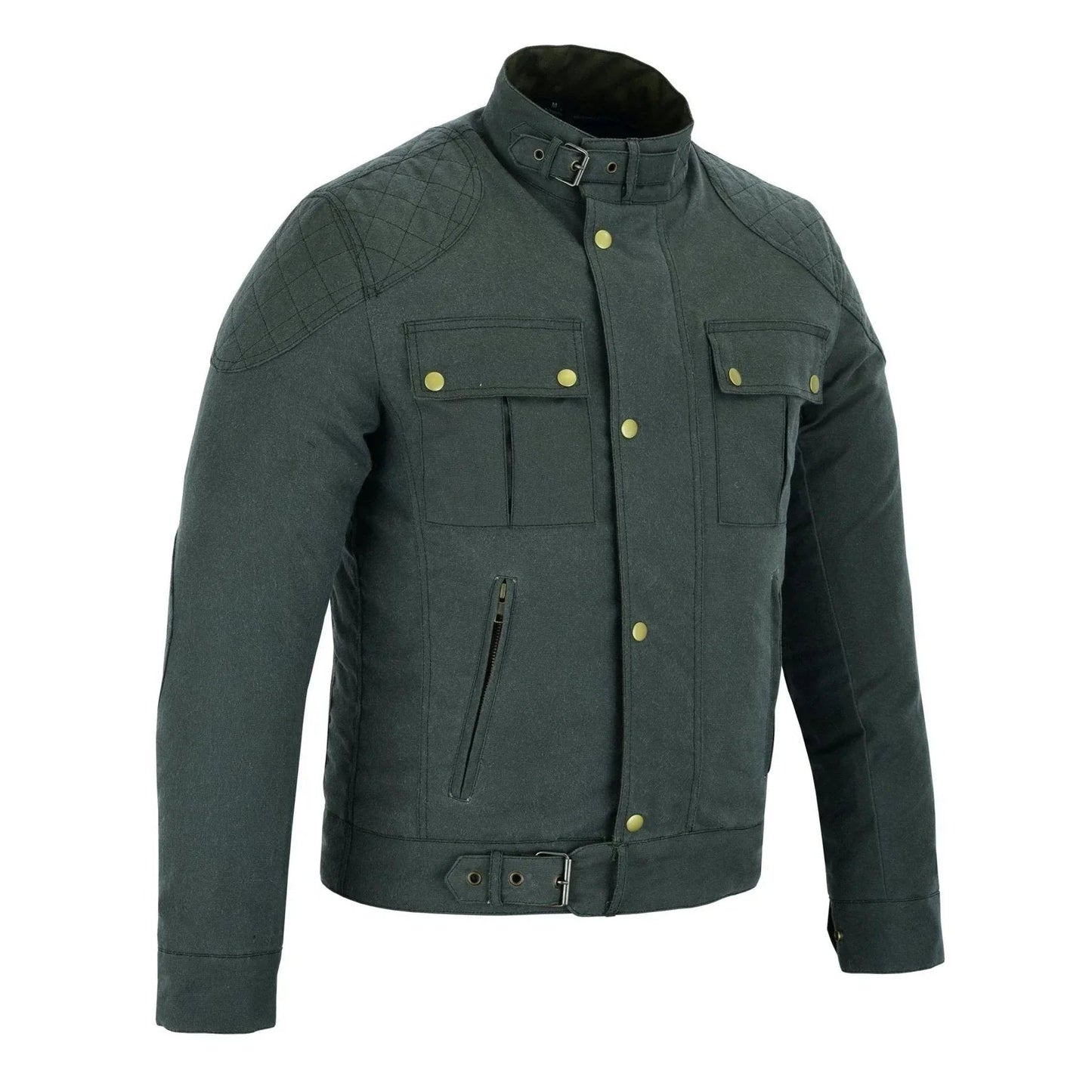 classic waxed cotton motorcycle biker jacket for men