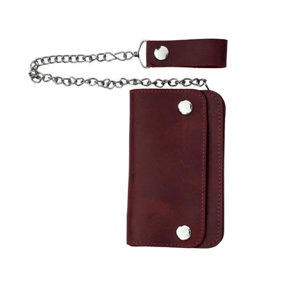 Premium Bifold Leather Wallet with Chain