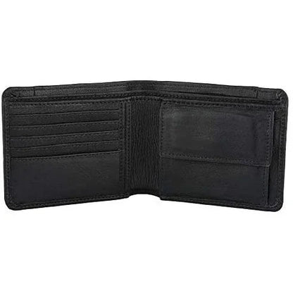 Genuine Leather Men's Billfold RFID Wallet with Coin Pocket