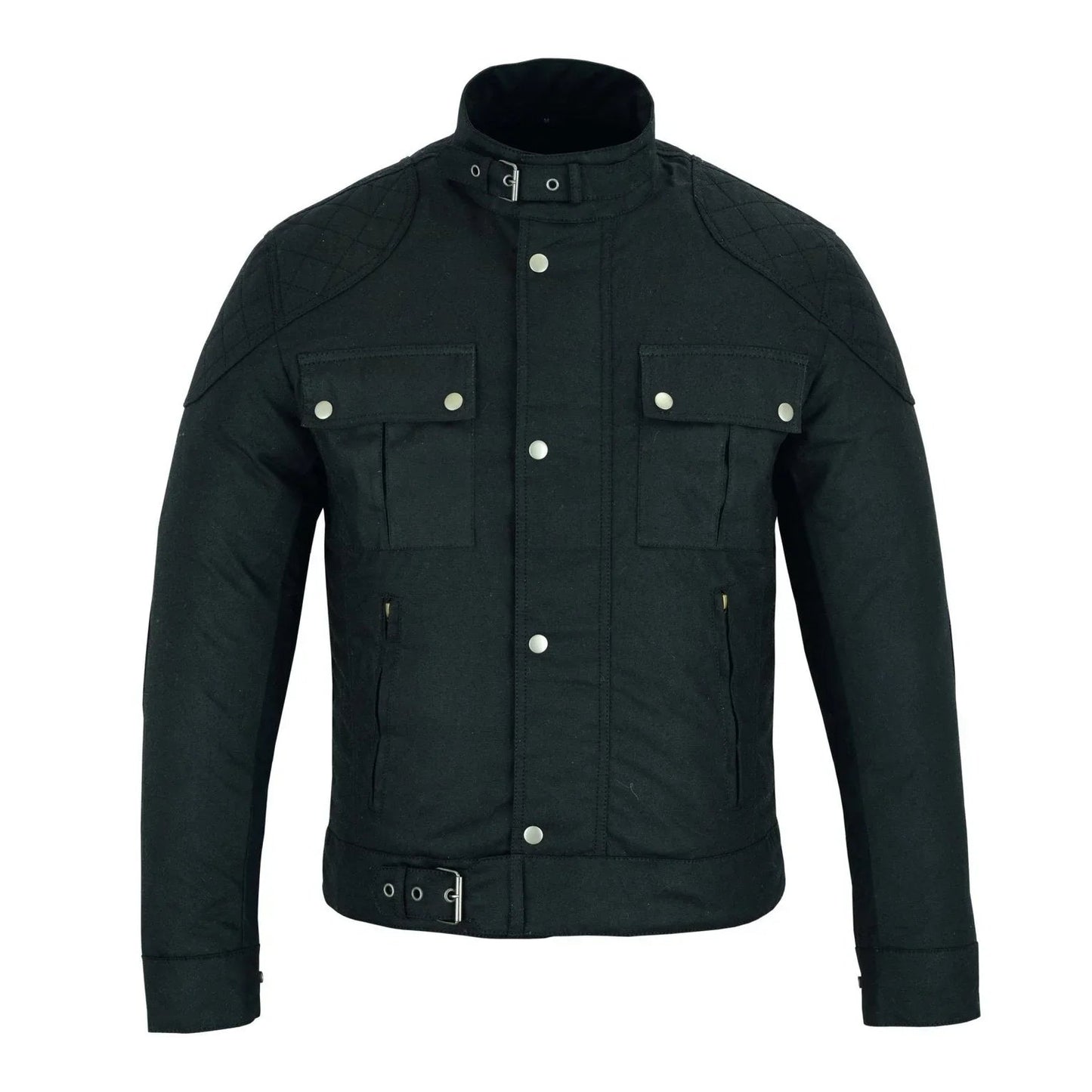 classic waxed cotton motorcycle biker jacket for men