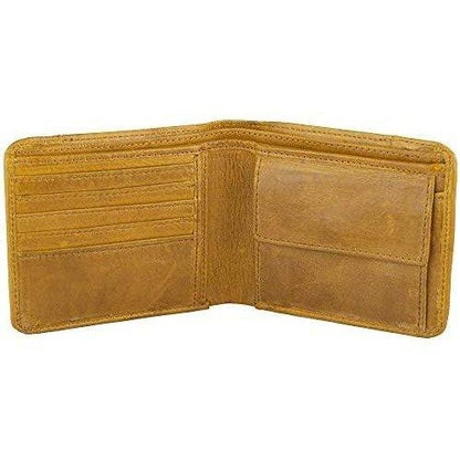 Genuine Leather Men's Billfold RFID Wallet with Coin Pocket