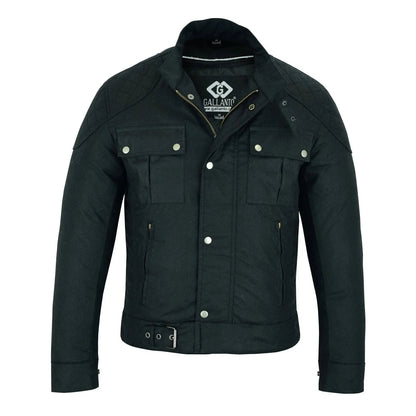 Classic Waxed Cotton Motorcycle Biker Jacket for Men