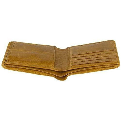 Genuine Leather Men's Billfold RFID Wallet with Coin Pocket