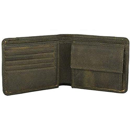 Genuine Leather Men's Billfold RFID Wallet with Coin Pocket