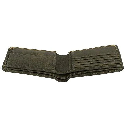 genuine leather men's billfold rfid wallet with coin pocket