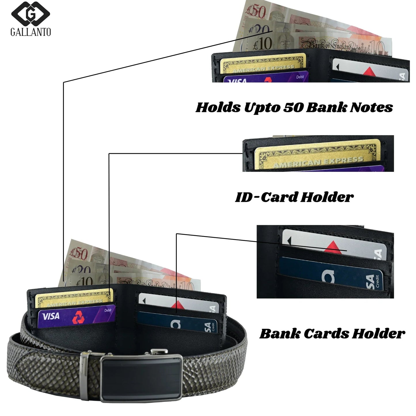 premium mens gift box with genuine leather wallet and ratchet belt