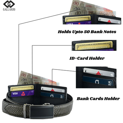Premium Mens Gift Box with Genuine Leather Wallet and Ratchet Belt