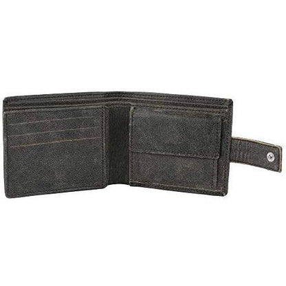 Genuine Mens Leather Wallet with RFID Trifold Vintage Design