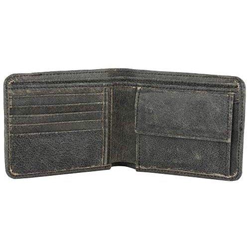 genuine leather men's billfold rfid wallet with coin pocket