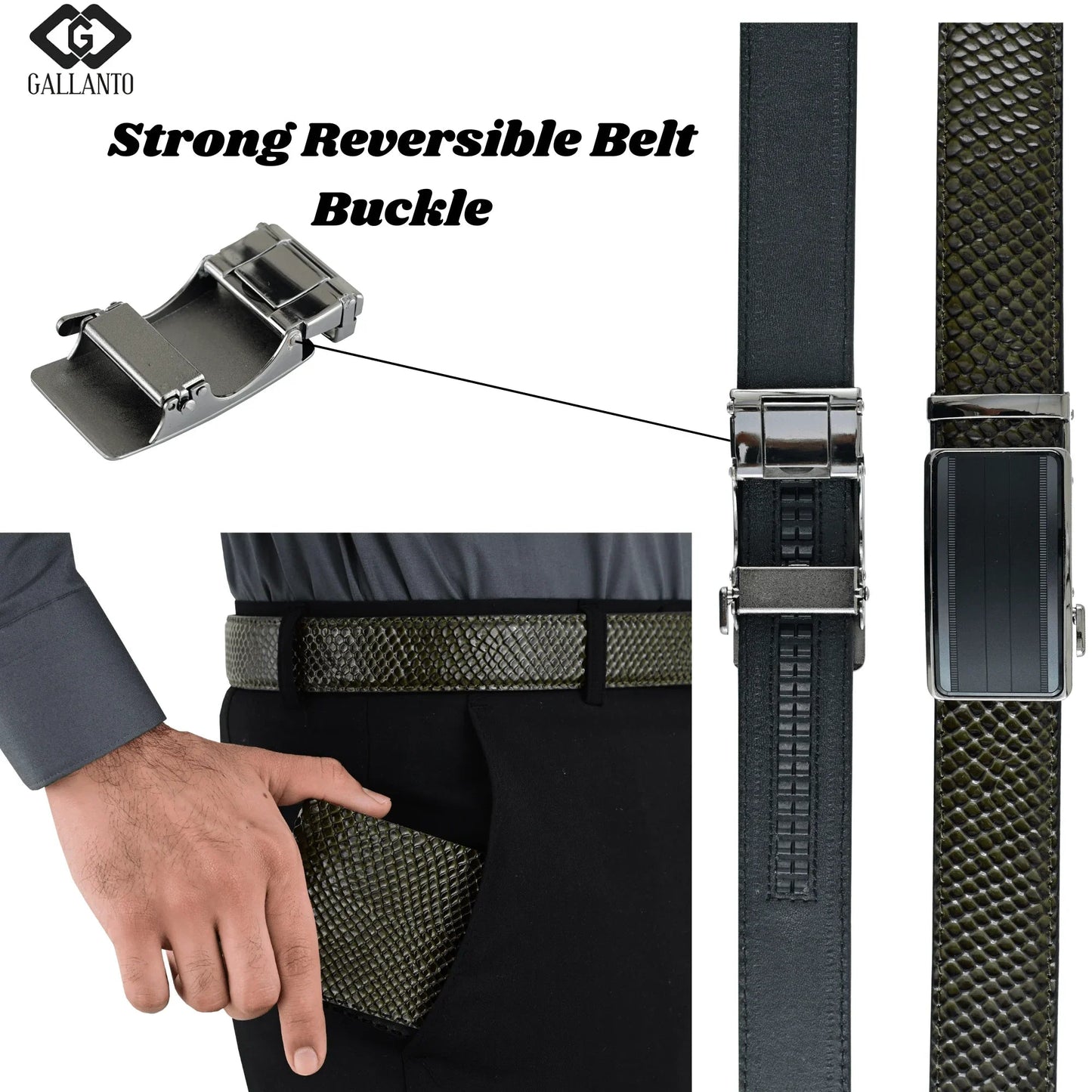 premium mens gift box with genuine leather wallet and ratchet belt