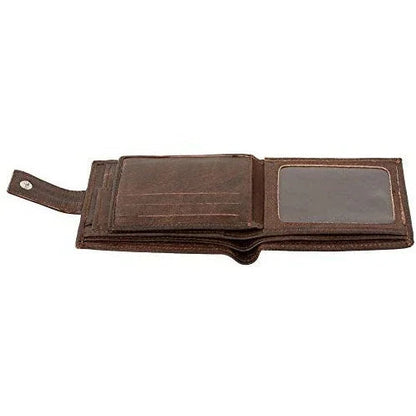 Genuine Mens Leather Wallet with RFID Trifold Vintage Design