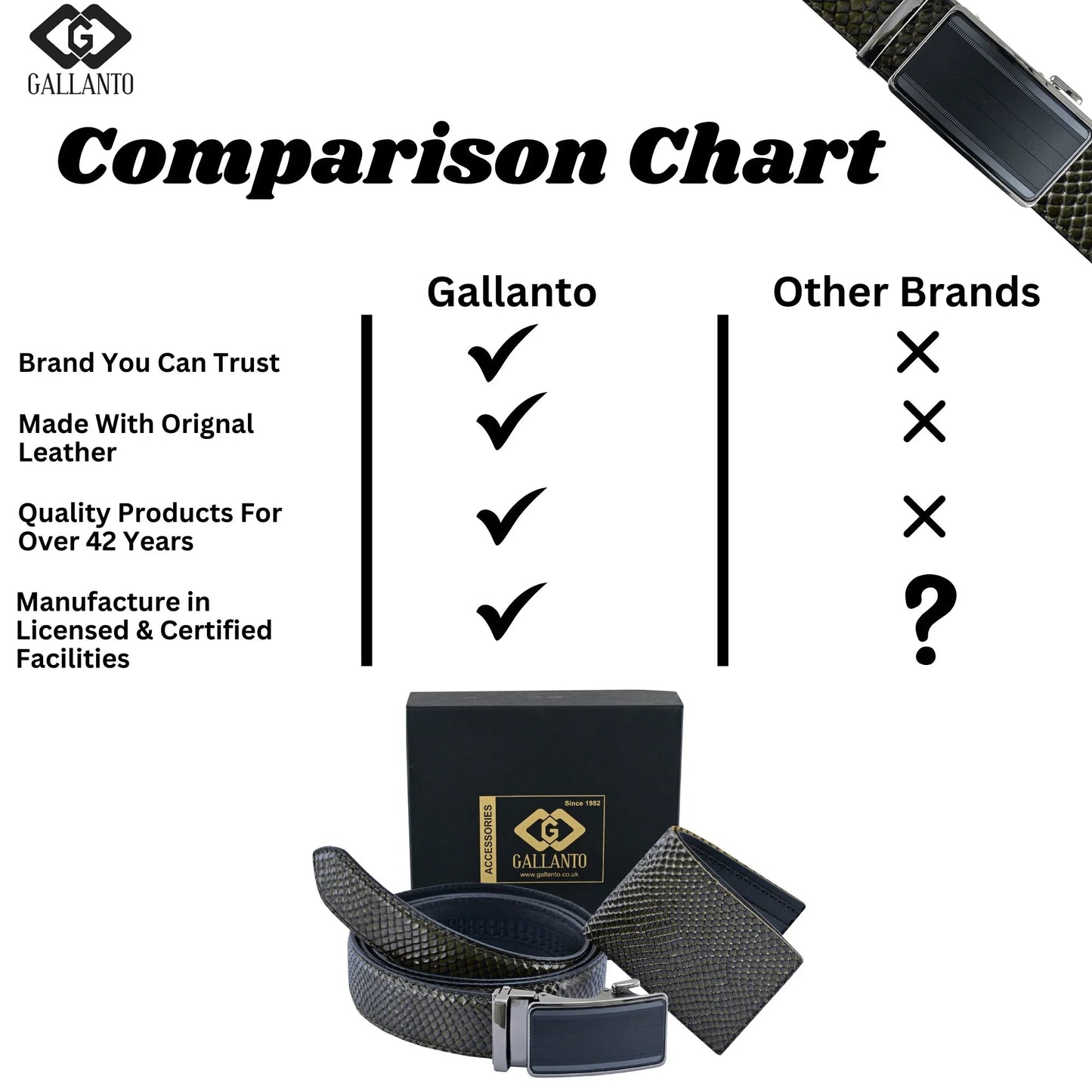 premium mens gift box with genuine leather wallet and ratchet belt