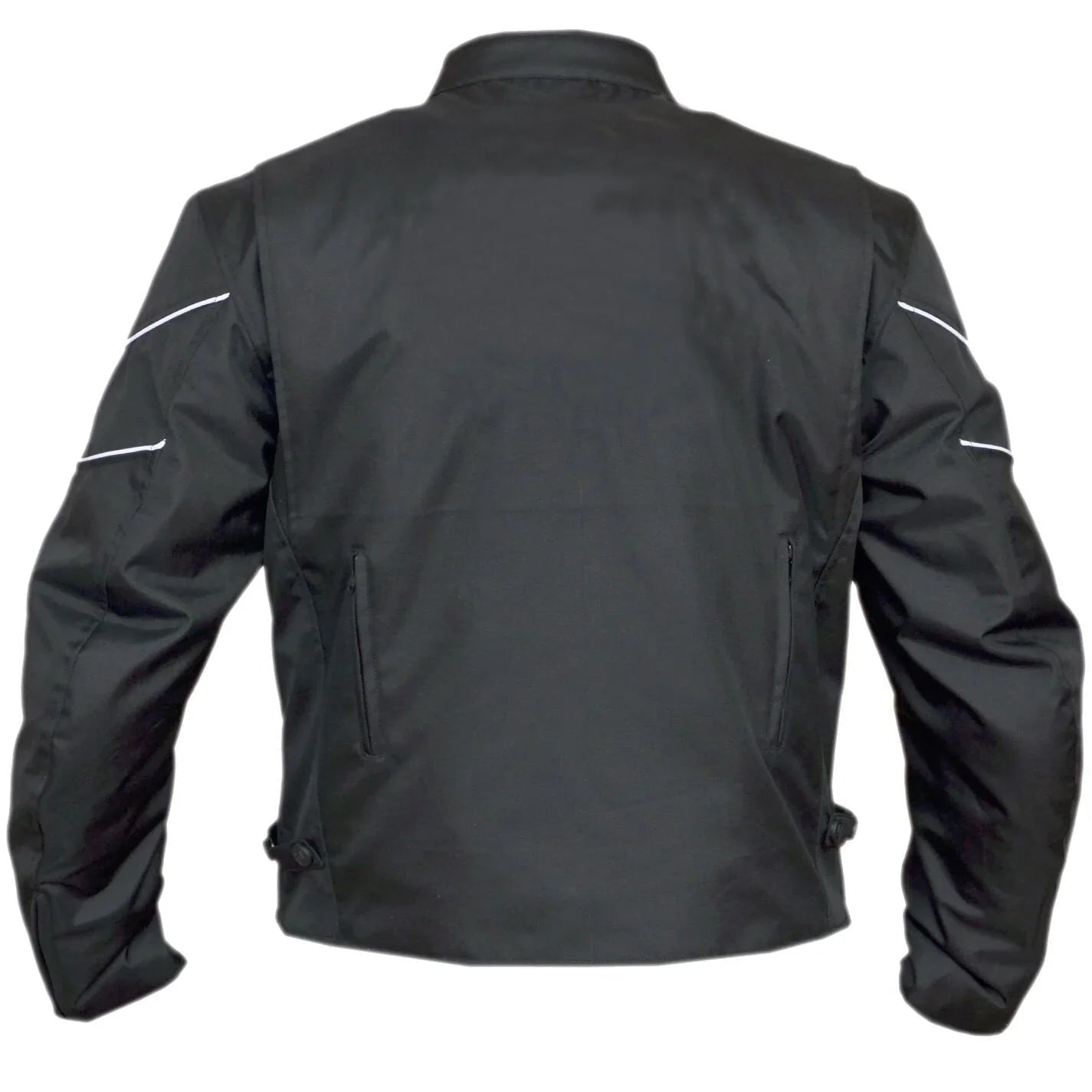 mens armoured black cordura biker jacket with double lining -
