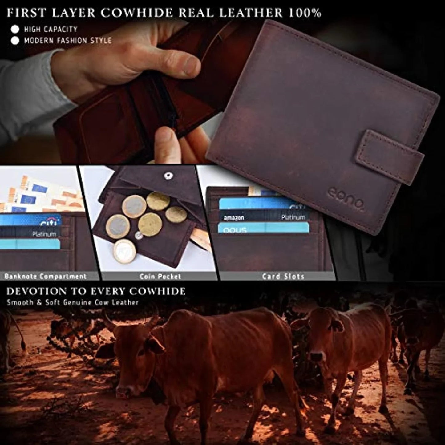 mens rfid protected slim purse wallet with coin pocket -