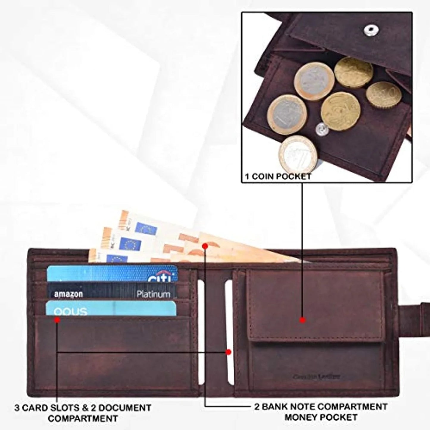 mens rfid protected slim purse wallet with coin pocket -