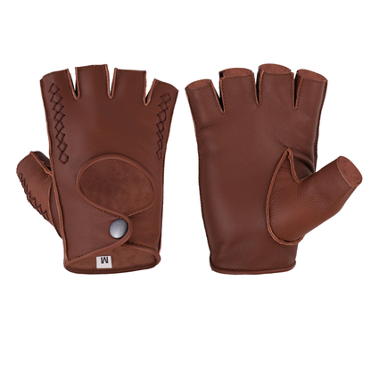 Leather Fingerless Gloves – Premium Half Finger Driving & Riding Gloves