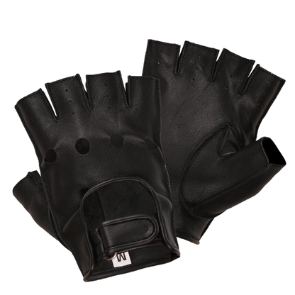 Leather Fingerless Gloves – Premium Half Finger Driving & Riding Gloves