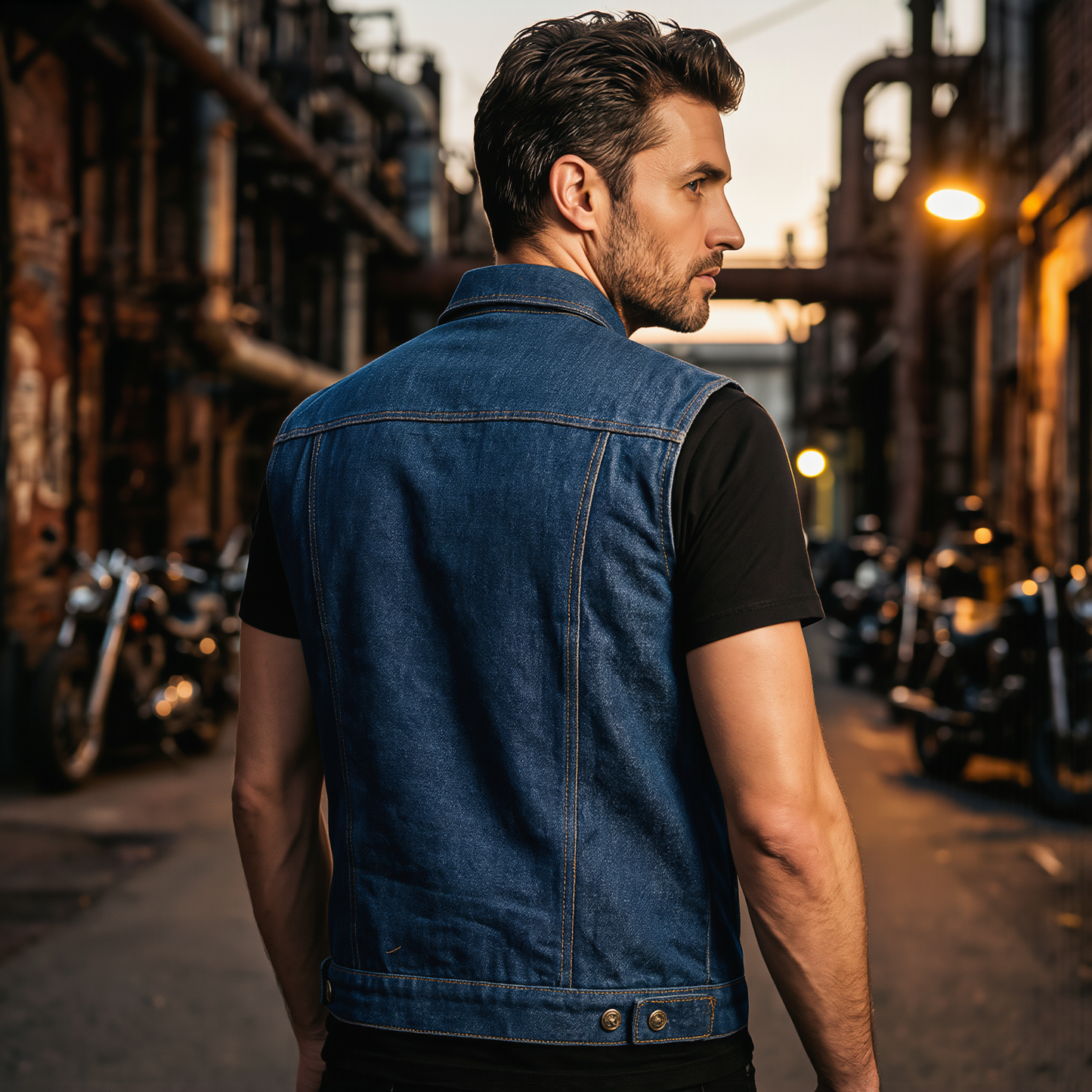 men vest denim for casual summer and biker styling