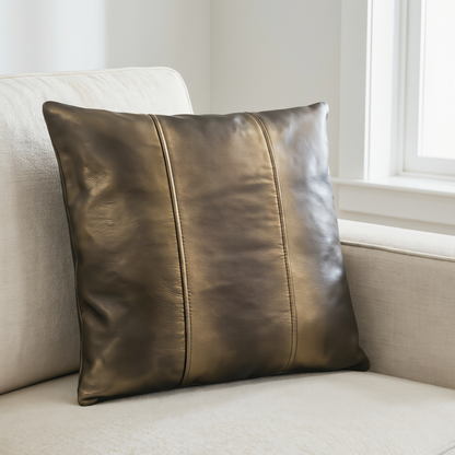 Genuine Leather Cushion Covers Striped Style-Set of 2