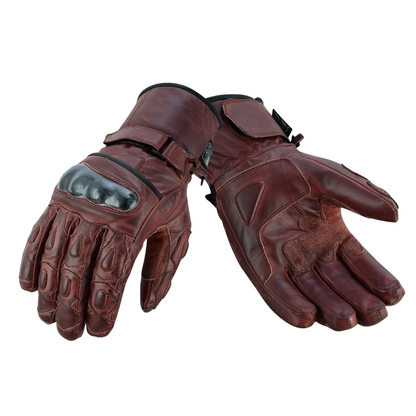 Motorcycle Gloves Premium Leather with Carbon Knuckle Armour